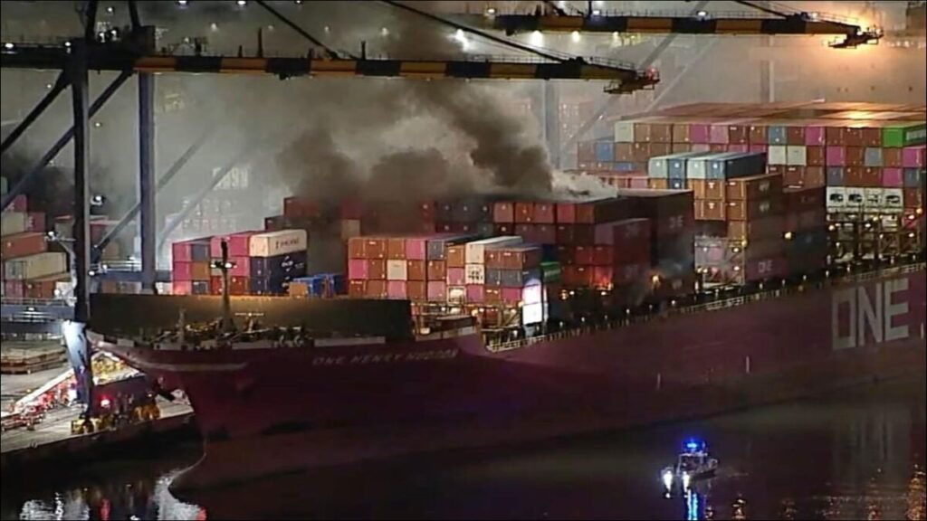ONE Containership Fire Persists at Port of Los Angeles