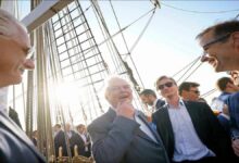 A Nordic American Tankers (NAT) crude oil tanker transports cargo at sea.