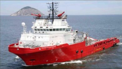 The DOF offshore vessel Skandi Fluminense operating at sea.