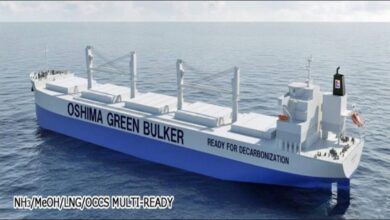 Digital rendering of Oshima's 'Alternative Fuels Ready' bulk carrier design approved by ClassNK.