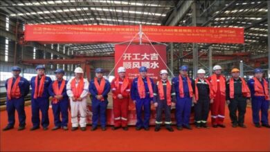 A large CMA CGM container ship, representing the new 15K TEU methanol-fuelled vessel.