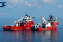 Offshore support vessel conducting subsea operations for DOF Group in Asia Pacific.
