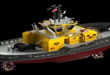 A new hybrid tugboat in operation at New Zealand's Port of Tauranga.