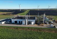 Exterior view of the green ammonia production plant in Denmark.