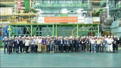 A detailed view of a WinGD marine engine, central to VCR technology.