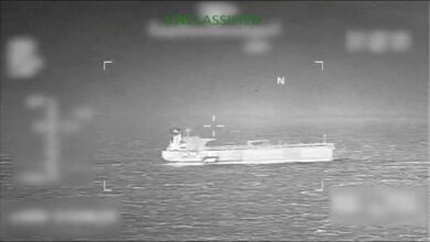 An oil tanker at sea, relevant to U.S. sanctions and seizures against Venezuela.
