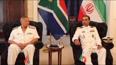 Iranian warship participating in a joint naval exercise with South Africa.