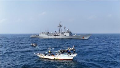 EUNAVFOR naval forces conducting an anti-piracy operation off Somalia.
