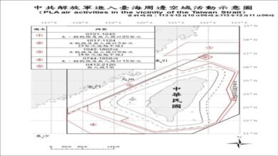 Map showing Taiwan, China, and military zones in the Taiwan Strait amid drills.