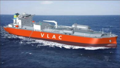 A large advanced ammonia carrier vessel, representing Jiangnan Shipyard's new order.