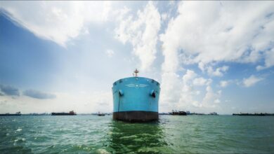 A large Maersk Tankers vessel sails at sea, representing fleet optimization through technology.
