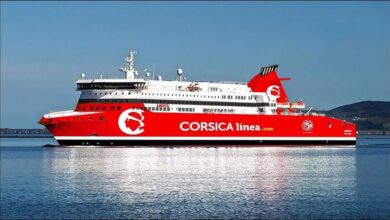 The ice-class ferry A Nepita, chartered by Marine Atlantic, sails.