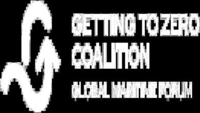 Modern marine engine concept, representing sustainable shipping and alternative fuel innovation.