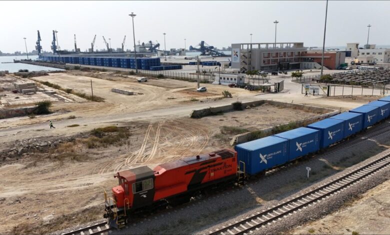 EGC and Trafigura's first copper and cobalt shipment loaded onto a train via the Lobito Atlantic Railway.