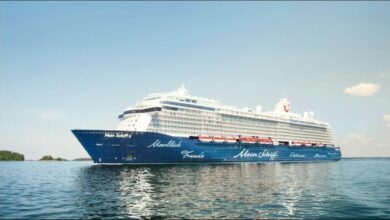 The TUI Cruises ship Mein Schiff 6 sails at sea.