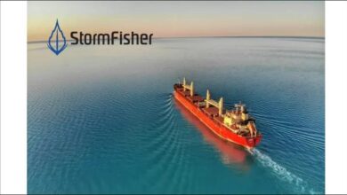 Modern container ship representing StormFisher and CarbonLeap's e-methanol partnership for shipping.