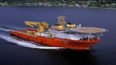 The offshore vessel Normand Mermaid sailing on calm waters.