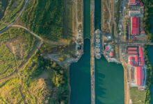 Panama Canal and USGBC officials sign an agreement for sustainable U.S. agricultural product shipments.