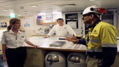 IMO officials presenting at the launch of the 'Policy into Practice' global maritime campaign.