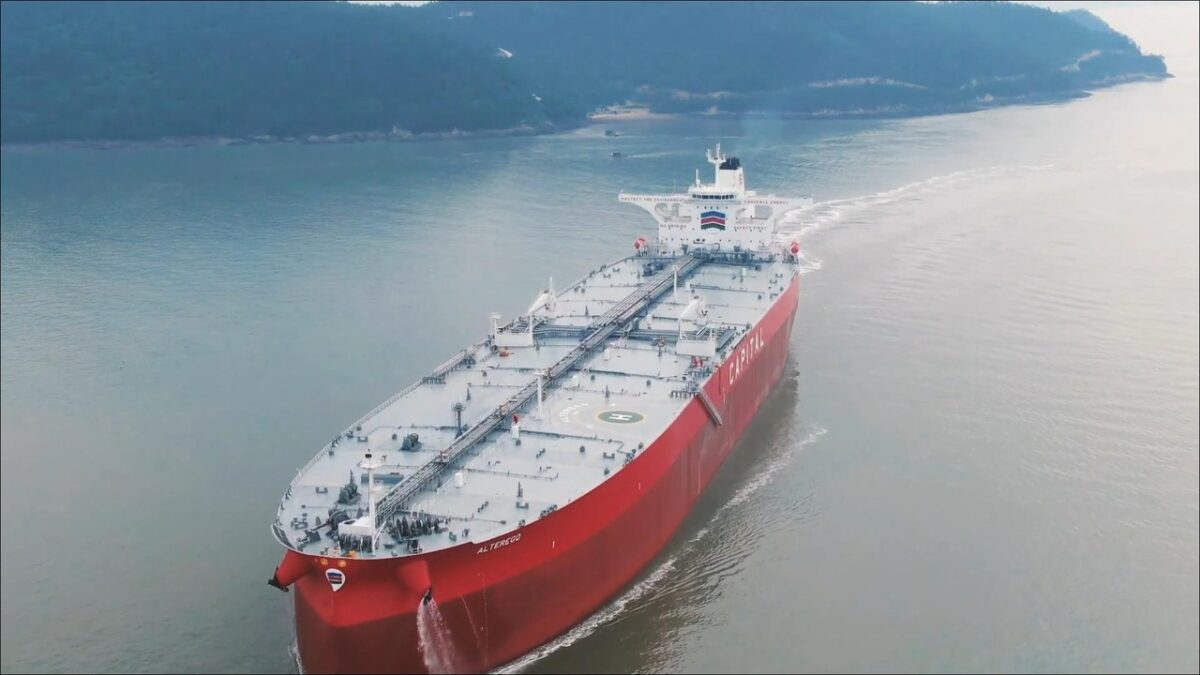 Capital Ship Management's LNG-ready VLCC tanker sailing at sea.