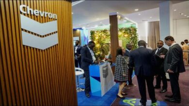 An offshore drilling platform in the sea, representing gas exploration in the Eastern Mediterranean.