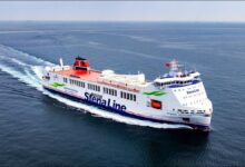 Stena Line's methanol-ready hybrid Ro-Ro vessel STENA FUTURA sailing.