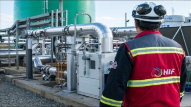 HIF Global and eFuel One logos, signifying their e-methanol partnership for green shipping.