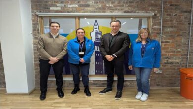 ABP representatives and young people at the Horizon Youth Zone construction site in Grimsby.