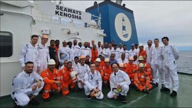 Survivors from the tuna seiner 'La Pena' rescued off the Galapagos Islands.