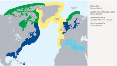 World map showing global Emission Control Areas, including the new Arctic and Norwegian Sea ECAs.