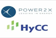 Logos of Power2X and HyCC combined, signifying their acquisition for clean energy.