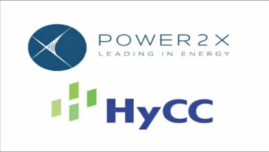 Logos of Power2X and HyCC combined, signifying their acquisition for clean energy.