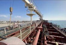 An Emirates oil tanker sails, representing Middle East crude oil exports.