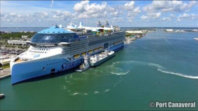 LNG bunkering operation with a Royal Caribbean cruise ship at Port Canaveral.