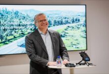 A Maersk container ship sailing at sea, transporting goods globally.