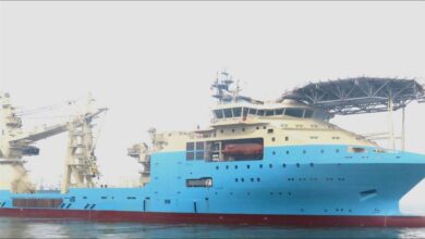 Maersk Supply Service's Stingray subsea support vessel on the ocean.