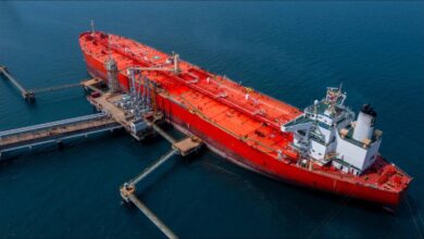Large cargo ship navigating at sea, symbolizing increased marine fuel demand.