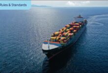 Modern vessel sailing on the ocean, representing safer, greener maritime operations.