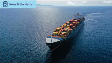 Modern vessel sailing on the ocean, representing safer, greener maritime operations.