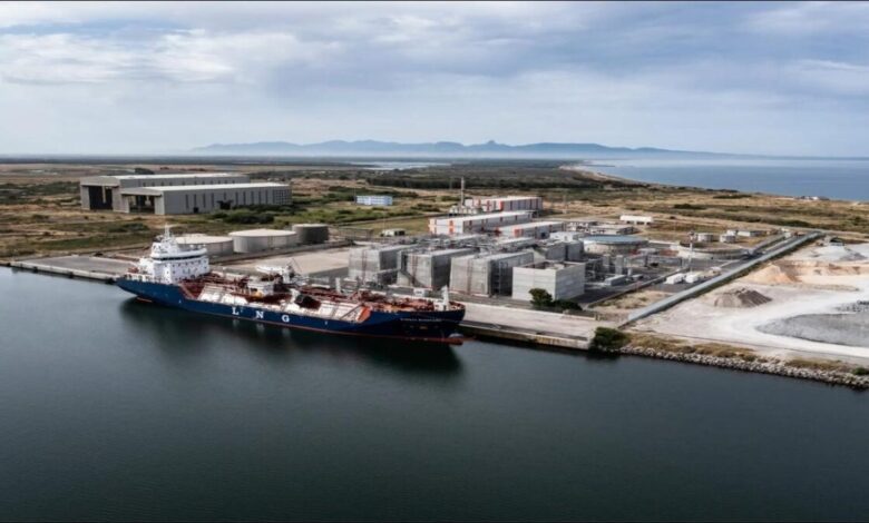 An Avenir LNG bunkering vessel navigates the ocean, showcasing sustainable maritime fuel infrastructure.