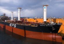 An EPS tanker sailing with Bound4blue's eSAIL® wind propulsion system.