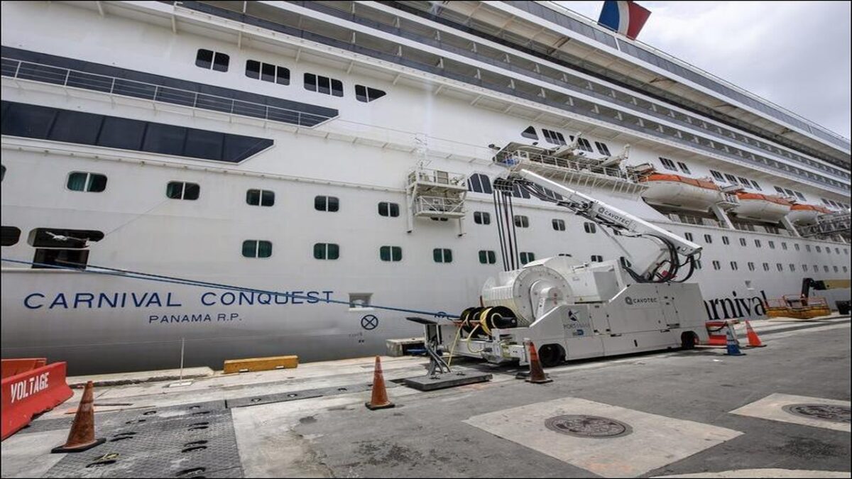 Carnival Corporation officials celebrate the launch of a new shore power project in Whittier, Alaska.