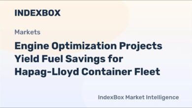 Large container ship sailing on the ocean, representing maritime fuel efficiency.