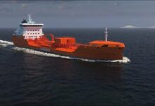 An Essberger methanol-ready chemical tanker sails on the water.