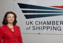 Karrie Trauth, Shell EVP and new UK Chamber of Shipping President, smiles.
