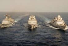 NATO and EU warships patrolling to counter piracy and protect strategic shipping.
