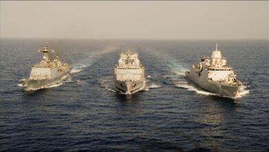 NATO and EU warships patrolling to counter piracy and protect strategic shipping.