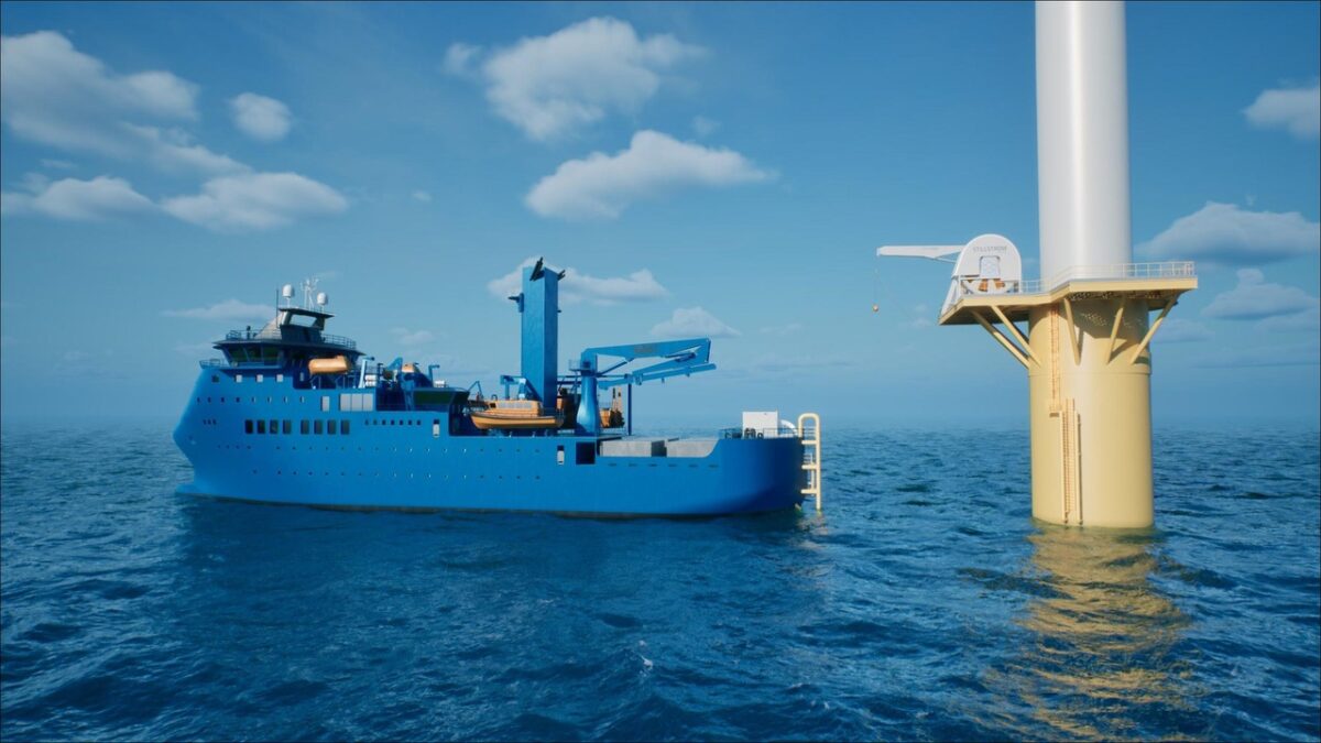 Workers assemble large maritime battery modules inside a Corvus Energy factory.