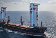 Artistic rendering of GT Wings' AirWing wind propulsion technology.