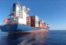 The container ship Safeen Prestige sailing on open water.